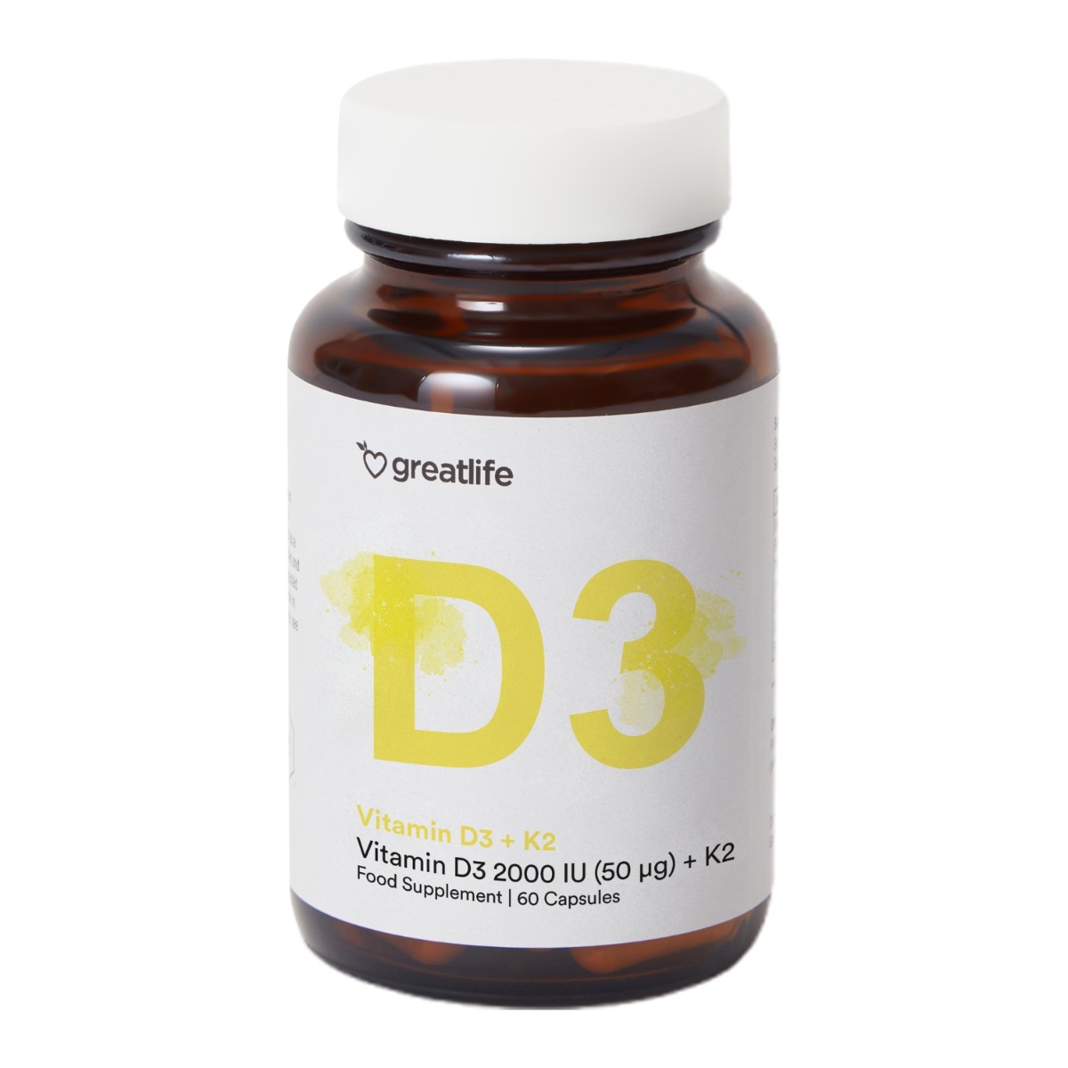 Greatlife Vitamin D3 2000 IU + K2 MK7 60 kaps